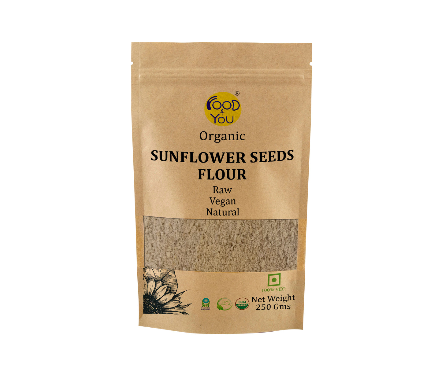 Food 4 You Organic Sunflower Seeds Flour 250g
