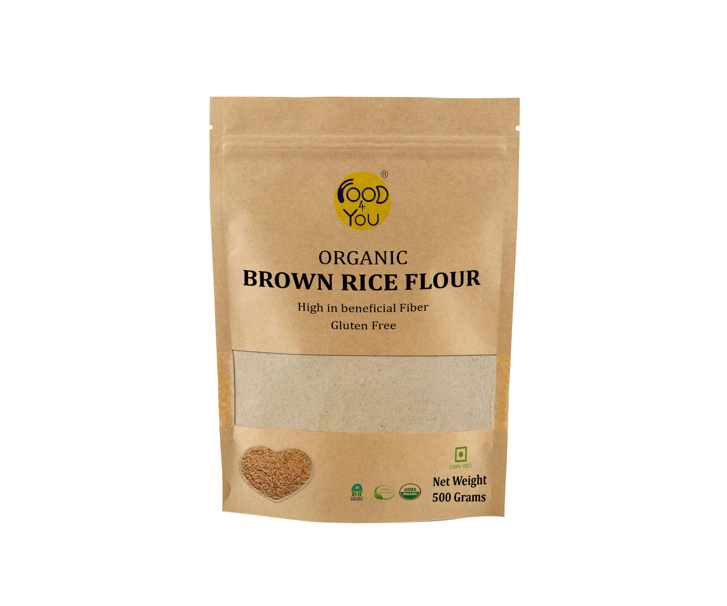 Food 4 You Orgnaic Brown Rice Flour 500g