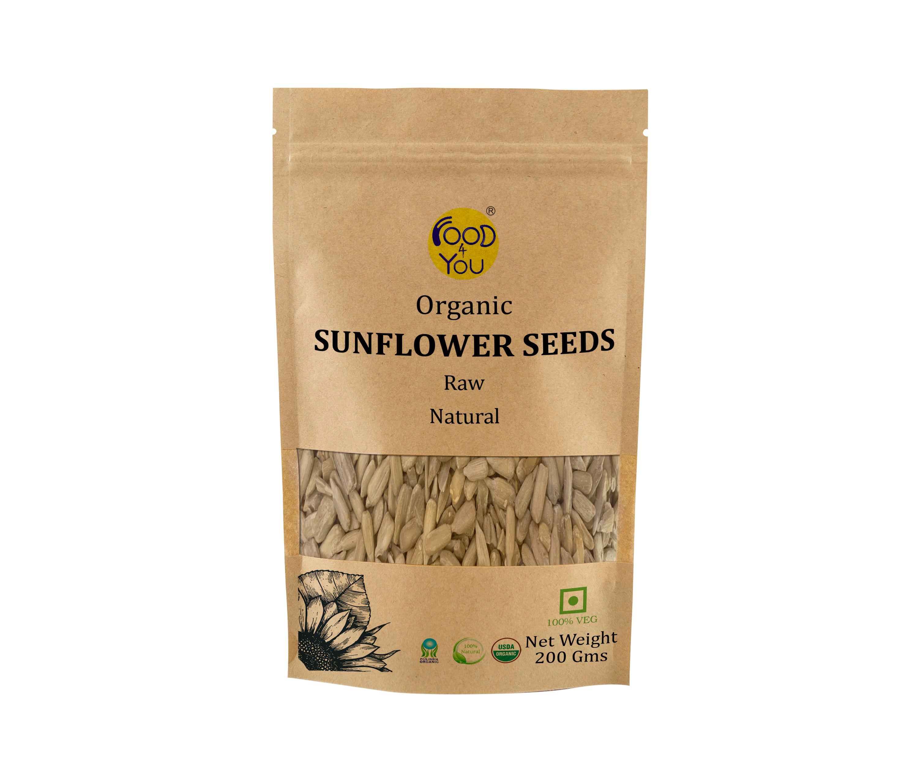 Food 4 You Organic Sunflower Seeds 200g