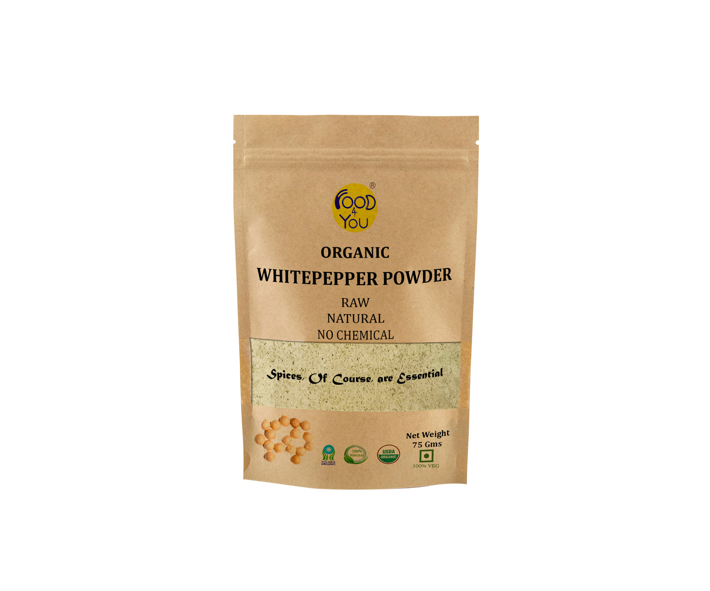 Food 4 You Organic Whitepepper Powder 75g