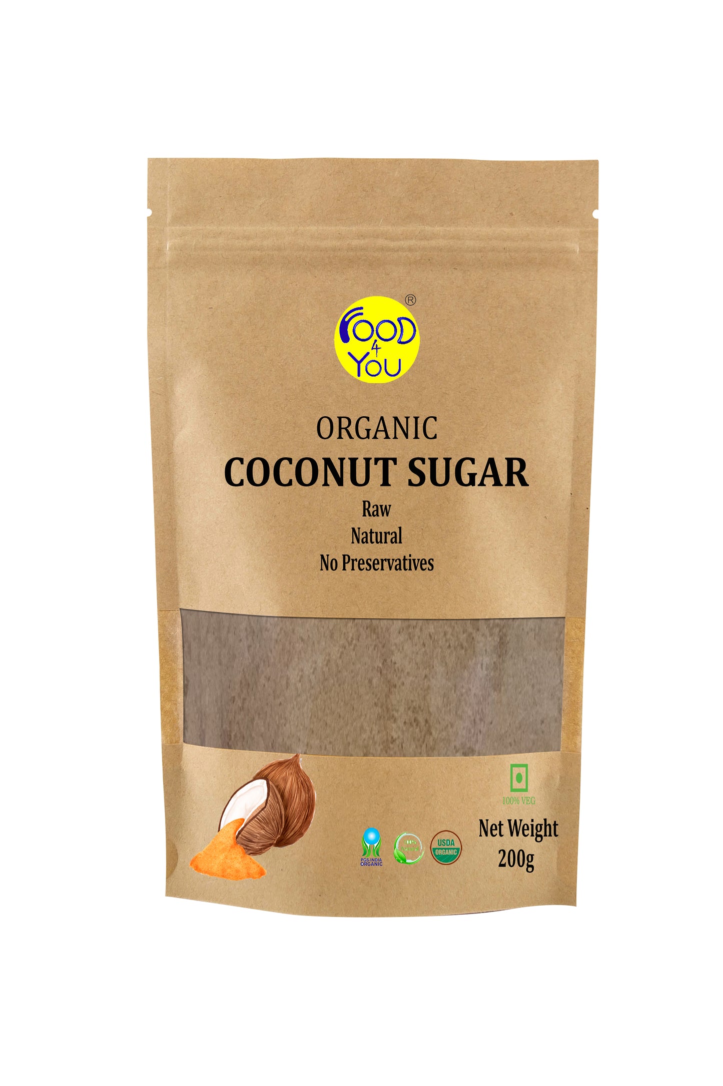 Food 4 You Organic Coconut Sugar 200g