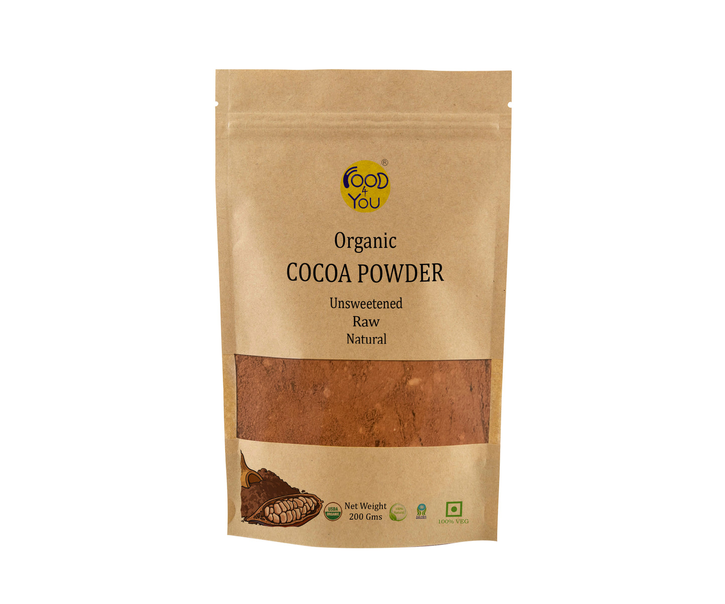 Food 4 You Organic Cocoa Powder (Unsweetened) 200g